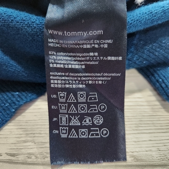 Tommy Hilfiger Size Medium Metallic Blue Scoop Neck Lightweight Pullover Sweater - Picture 8 of 8